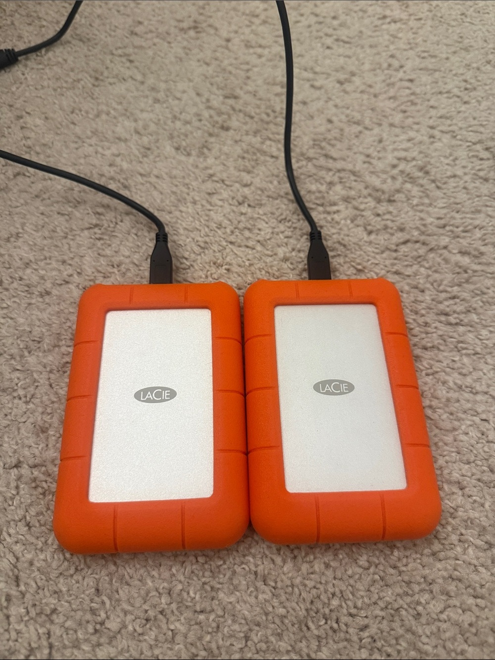 LaCie Rugged External Hard Drives in Bright Orange (Pair)